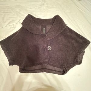 Gershon Bram Cotton Blend Poncho/ capelet / shawl, black, fuzzy, warm, size L